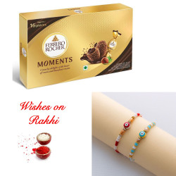 Stylish Set of 2 Rakhi and Ferrero Rocher Moments Treats