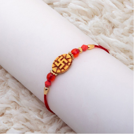 Swastik with Fancy Beads Rakhi Swastik with Fancy Beads Rakhi