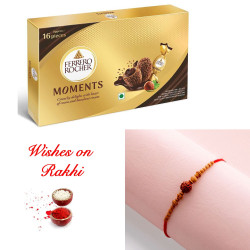 Timeless Rudraksh Rakhi with Ferrero Rocher Moments for Brother Timeless Rudraksh Rakhi with Ferrero Rocher Moments for Brother