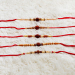 Timeless Set of 5 Rakhis with Beads, Pearls, and Rudraksh