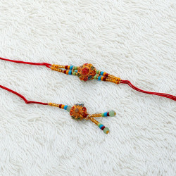 Traditional Bhaiya Bhabhi Rakhi Pair with Swastik