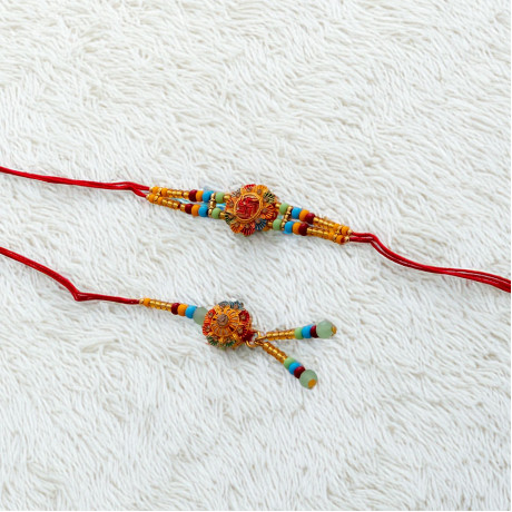 Traditional Bhaiya Bhabhi Rakhi Pair with Swastik