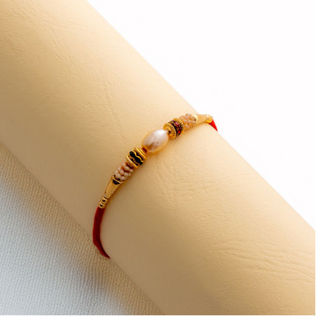 Traditional Pearls, Stones and Beads Rakhi