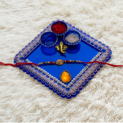 Traditional Rakshabandhan Thali with Handcrafted Peacock Rakhi