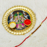 Traditional Rudraksh Rakhi with Elegant Puja Thali Traditional Rudraksh Rakhi with Elegant Puja Thali