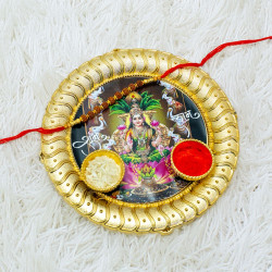 Traditional Rudraksh Rakhi with Elegant Puja Thali