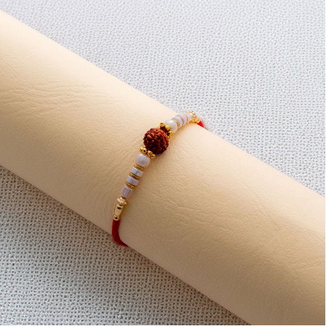 Unique Rudraksh Rakhi with Pearl Highlights