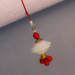 White Pearls and Beads Lumba Rakhi
