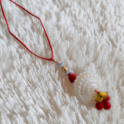 White Pearls and Beads Lumba Rakhi