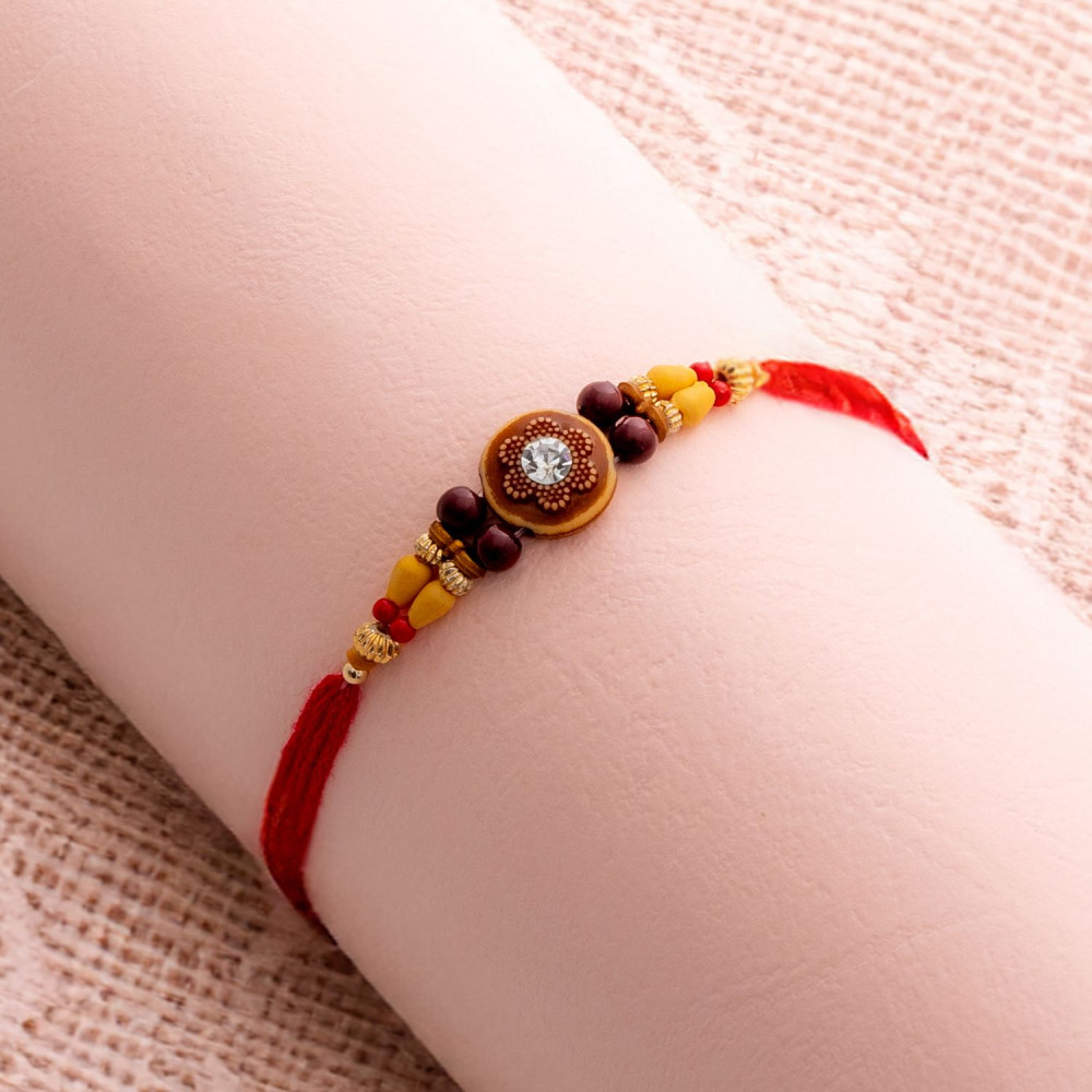 White Stone with Colorful Beads Rakhi White Stone with Colorful Beads Rakhi